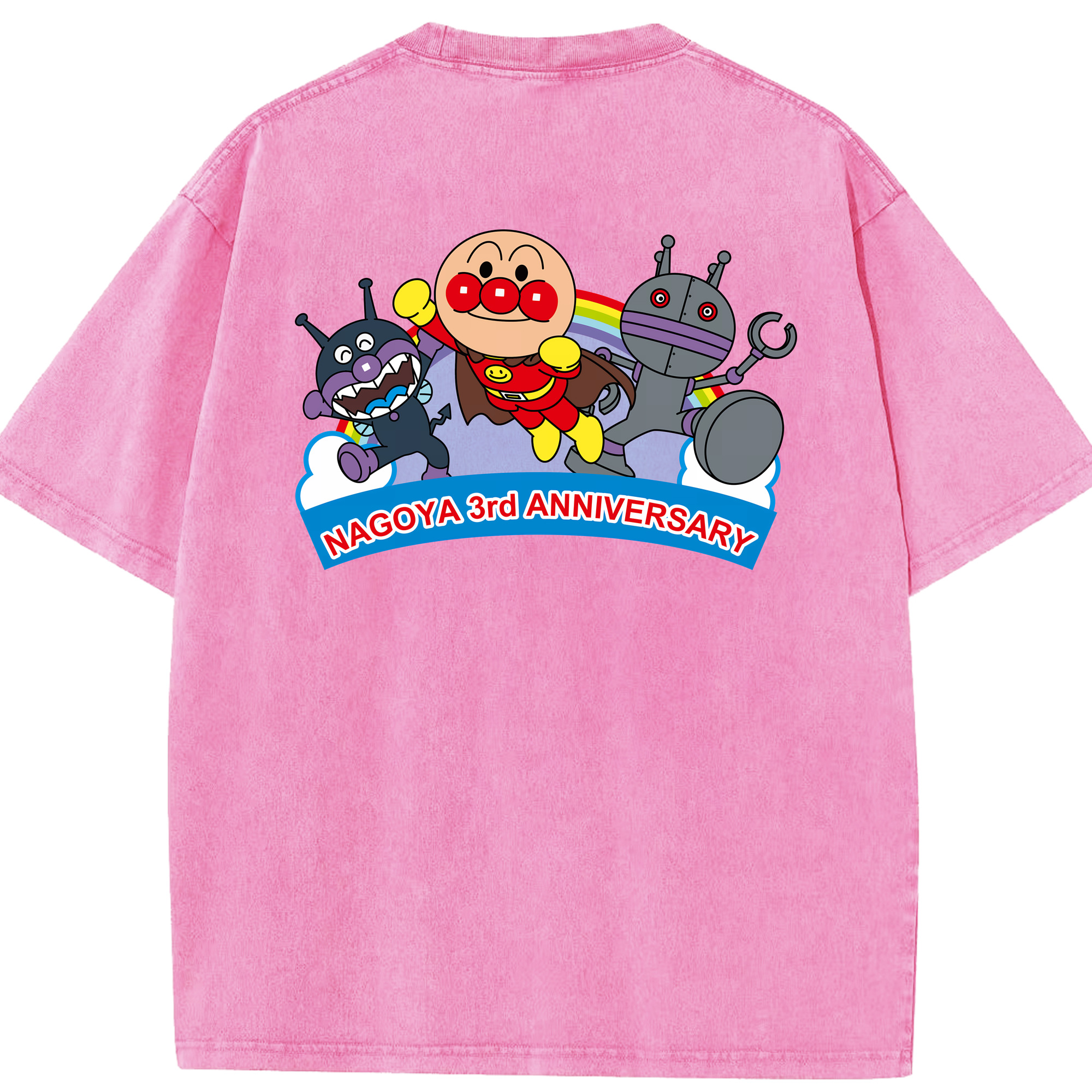 （画像用） アンパンマン Anpanman 綿100% ヴィンテージ風 半袖Tシャツ（背面プリント）
